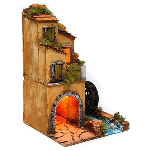 House with water mill for Neapolitan Nativity scene 37x25x24 cm 3