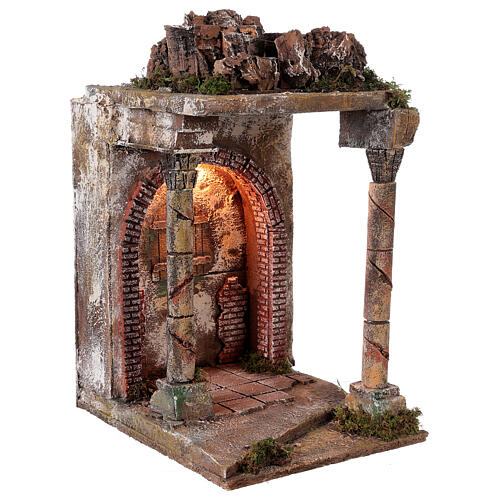 Rural temple with pillars for Neapolitan Nativity scene 40x30x35 cm 3