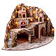 Village for Neapolitan Nativity scene with lights, wind mill and fire 60x85x60 cm s10