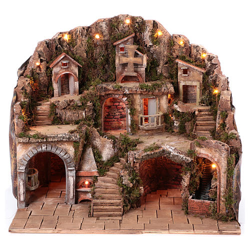 Village setting for Neapolitan Nativity scene 50x80x60 cm 1