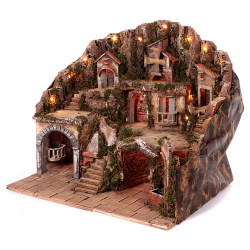 Village setting for Neapolitan Nativity scene 50x80x60 cm 2