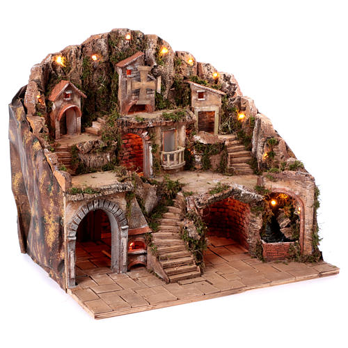 Village setting for Neapolitan Nativity scene 50x80x60 cm 3