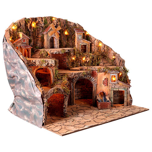 Village setting for Neapolitan Nativity scene 70x85x55 cm 5