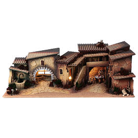 Casas, ambientaciones y tiendas: Aldea popular para belén 35x100x45 cm
