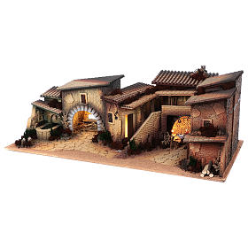 Casas, ambientaciones y tiendas: Aldea popular para belén 35x100x45 cm
