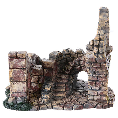 Crumbling Stone Tower 11x10x10 cm Resin for Nativity 1