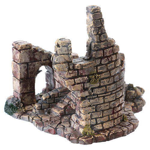 Crumbling Stone Tower 11x10x10 cm Resin for Nativity 2