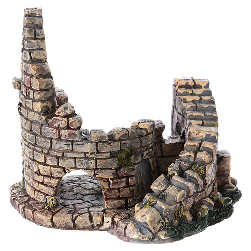 Crumbling Stone Tower 11x10x10 cm Resin for Nativity 3