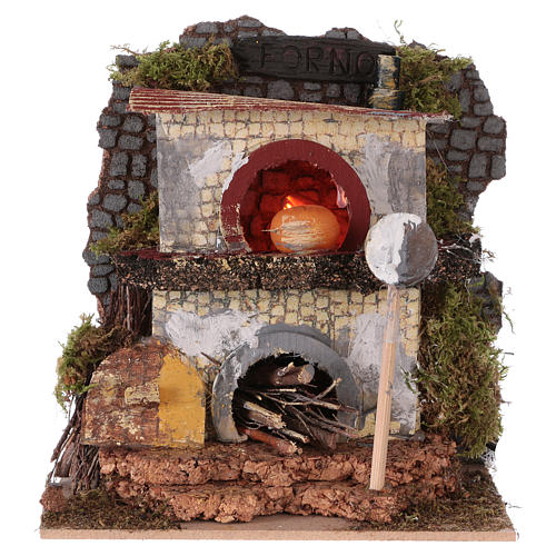 Oven with flickering light 15x15x10 cm for Nativity Scene 1