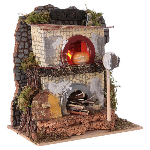 Oven with flickering light 15x15x10 cm for Nativity Scene 3