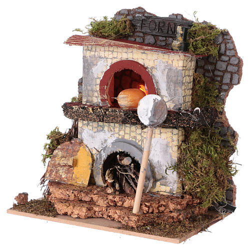 Oven with Fire Lamp Effect 15x15x10 cm for Nativity 2