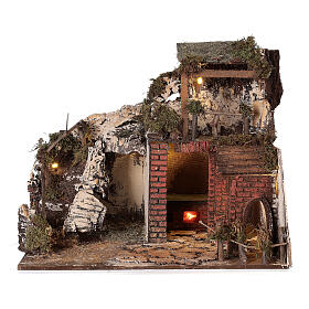 Neapolitan Nativity Scene rural setting with kitchen 30x40x30 cm