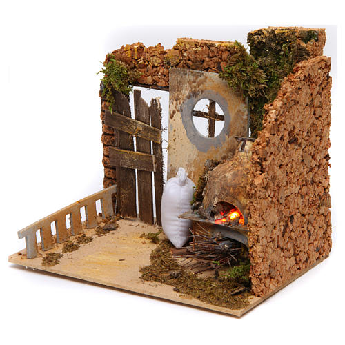 Nativity Scene setting with hoven 18x10x15 cm 2