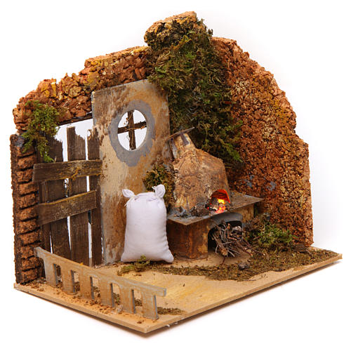 Nativity Scene setting with hoven 18x10x15 cm 3