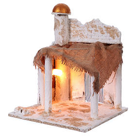 Neapolitan nativity house with dome and lights 40x30x30 cm
