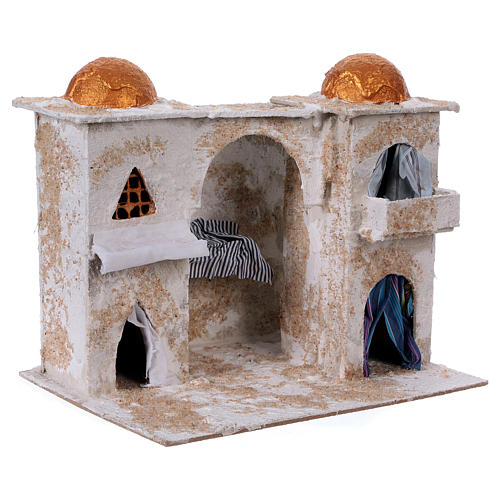 Maison arabe avec deux tours 25x30x20 cm crèche Naples 3