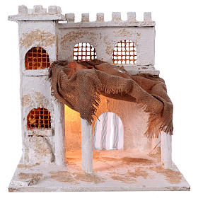Arab house with pillars and tower for Nativity scene 40x35x30 cm