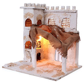 Arab house with pillars and tower for Nativity scene 40x35x30 cm
