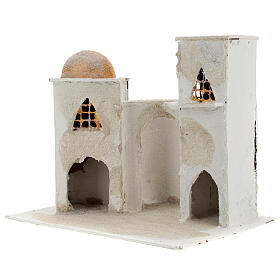 Arab house with domed painted in gold for Nativity scene 30x30x20 cm