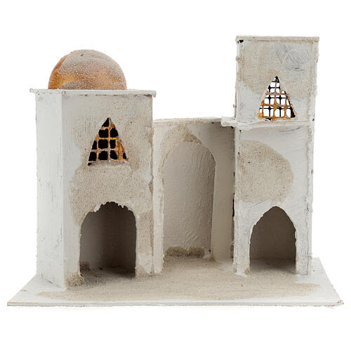 Arab house with domed painted in gold for Nativity scene 30x30x20 cm 1