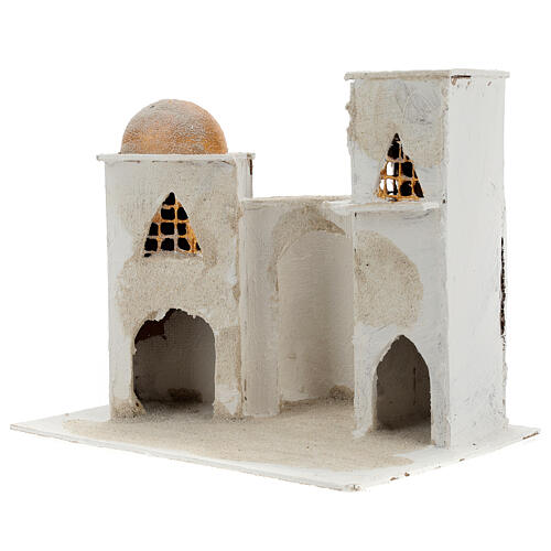 Arab house with domed painted in gold for Nativity scene 30x30x20 cm 2