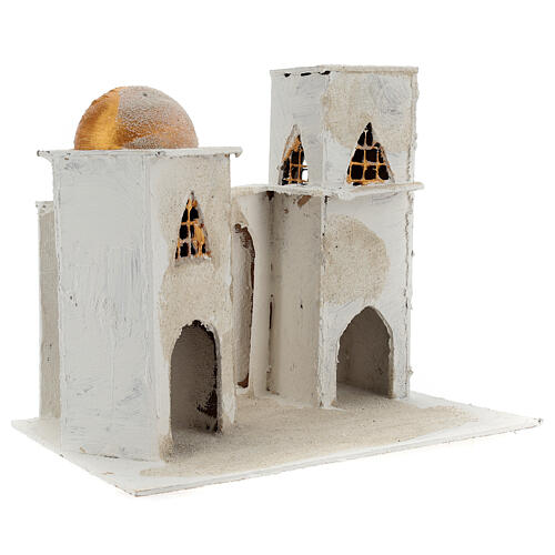 Arab house with domed painted in gold for Nativity scene 30x30x20 cm 3