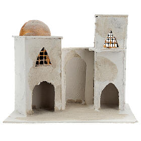Casa em miniatura estilo árabe com cúpula dourada presépio napolitano 28,5x30x21 cm