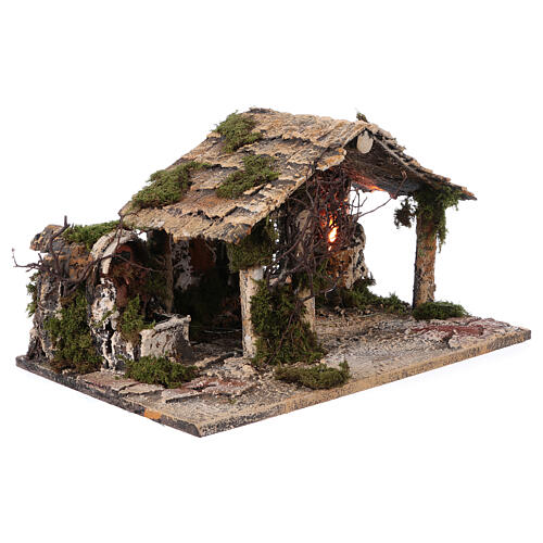 Cabane avec fontaine et lumières 25x45x30 cm crèche napolitaine 3