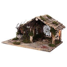 Capanna con fontana e luci 25x45x30 cm presepe Napoli