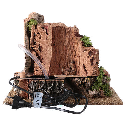 Watermill with cork rocky effect for Nativity scene 24x30x22 cm 3