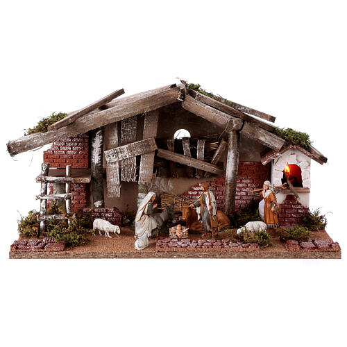 Barn with 10 cm Nativity scene and shepherd 25x50x25 cm 1