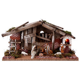 Portales, cabañas y cuevas: Establo con Nacimiento y pastor 10 cm 25x50x25 cm Portales, cabañas y cuevas: Establo con Nacimiento y pastor 10 cm 25x50x25 cm