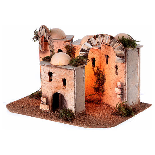 Casas em miniatura estilo palestino cortiça com luz 20x25x10 cm 2