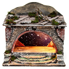 Capanna con cielo batteria e corrente 35x35x25 cm presepe napoletano