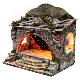 Capanna con cielo batteria e corrente 35x35x25 cm presepe napoletano