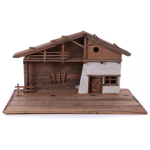 STOCK Brown nativity stable, in wood for 40-50 cm nativity 1