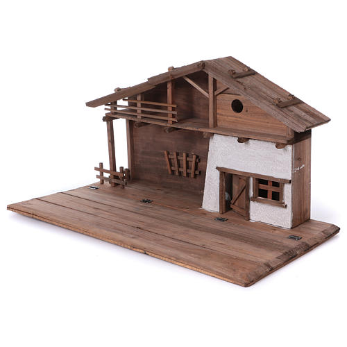 STOCK Brown nativity stable, in wood for 40-50 cm nativity 3