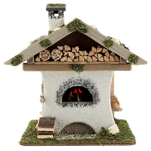 Oven for nativity scene 8-10 cm, alpine style with lighting 230V 22x20x22 cm comes in assorted models. 6