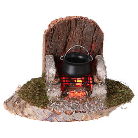 Pot over fire with electric lighting 6x8x6 cm, for 8-10 cm nativity
