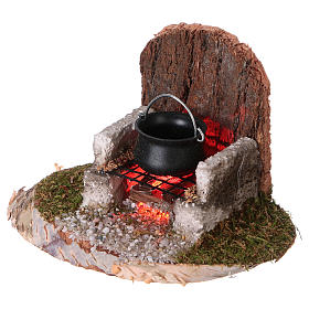 Pot over fire with electric lighting 6x8x6 cm, for 8-10 cm nativity