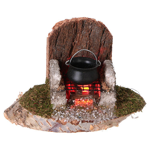 Pot over fire with electric lighting 6x8x6 cm, for 8-10 cm nativity 1