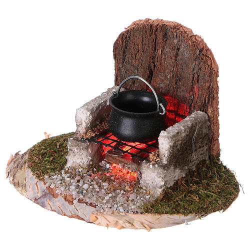 Pot over fire with electric lighting 6x8x6 cm, for 8-10 cm nativity 2