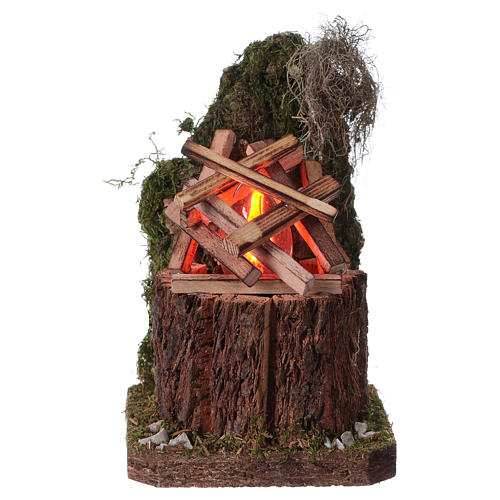Campfire with flickering light 230V for 12-14cm Nativity Scenes 1