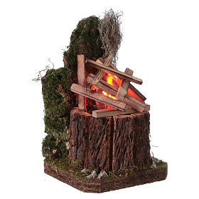 Feu de joie avec lumière tremblante effet feu 230V pour crèches de 12-14 cm