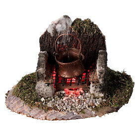 Pot over fire grill with light smoke generator 6x8x6 cm, for 8 cm nativity