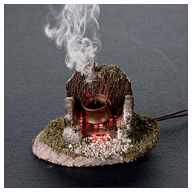 Pot over fire grill with light smoke generator 6x8x6 cm, for 8 cm nativity