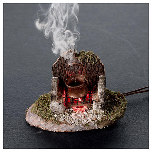 Pot over fire grill with light smoke generator 6x8x6 cm, for 8 cm nativity 2