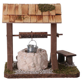 Puits avec toit en bois pour crèche 12-15 cm
