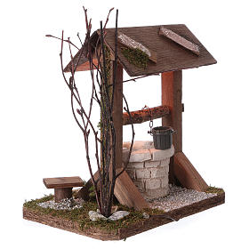 Water well under wood roof with branch, for 12-15 cm nativity