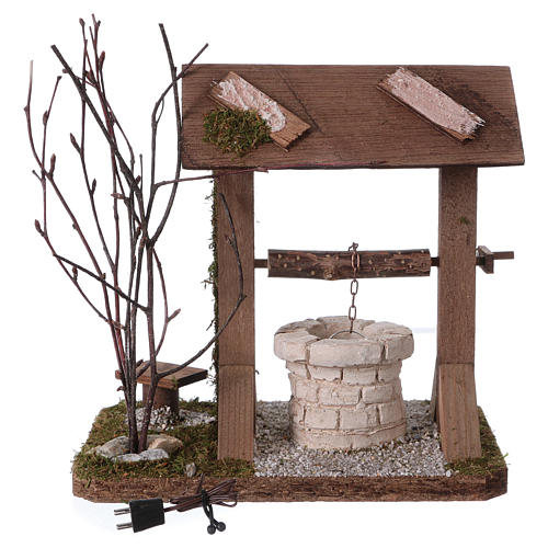 Water well under wood roof with branch, for 12-15 cm nativity 4